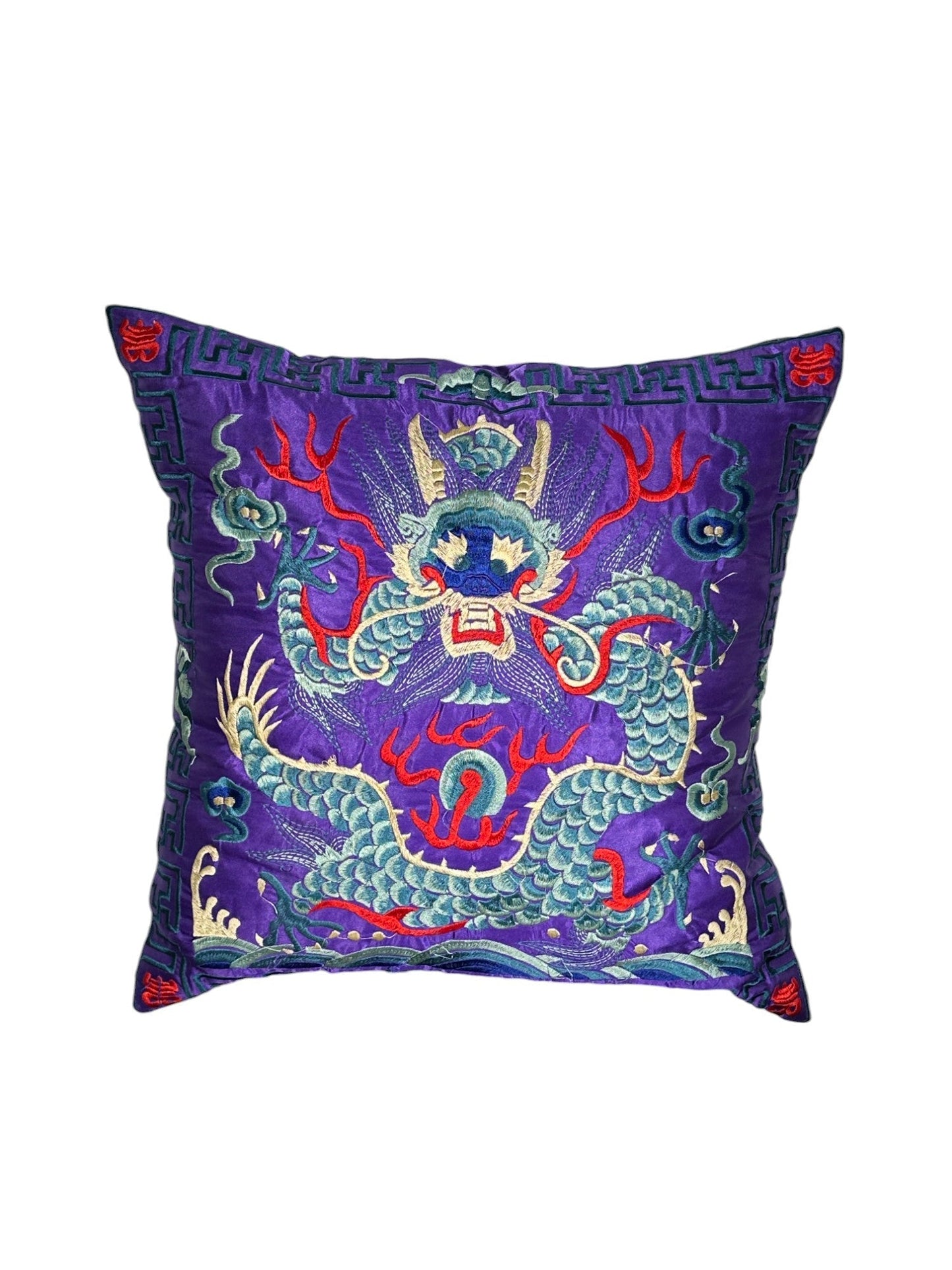 Chinese Purple Silk Imperial Dragon Pillow - The Art of Broken Pieces