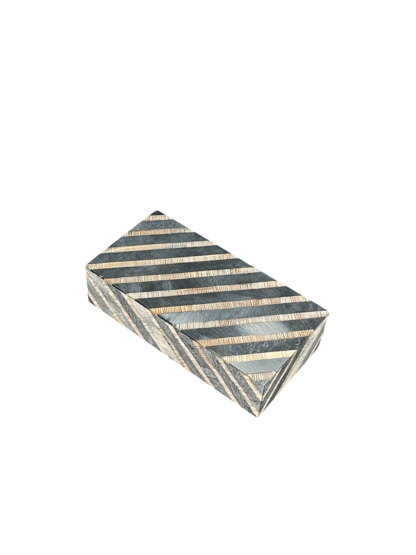 Diagonal Striped Box (Bone/Horn) - The Art of Broken Pieces