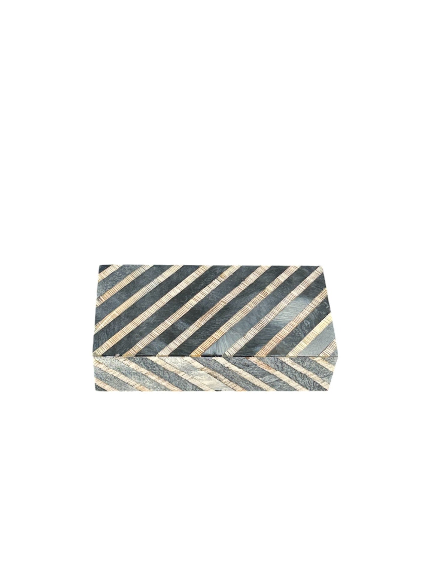 Diagonal Striped Box (Bone/Horn) - The Art of Broken Pieces