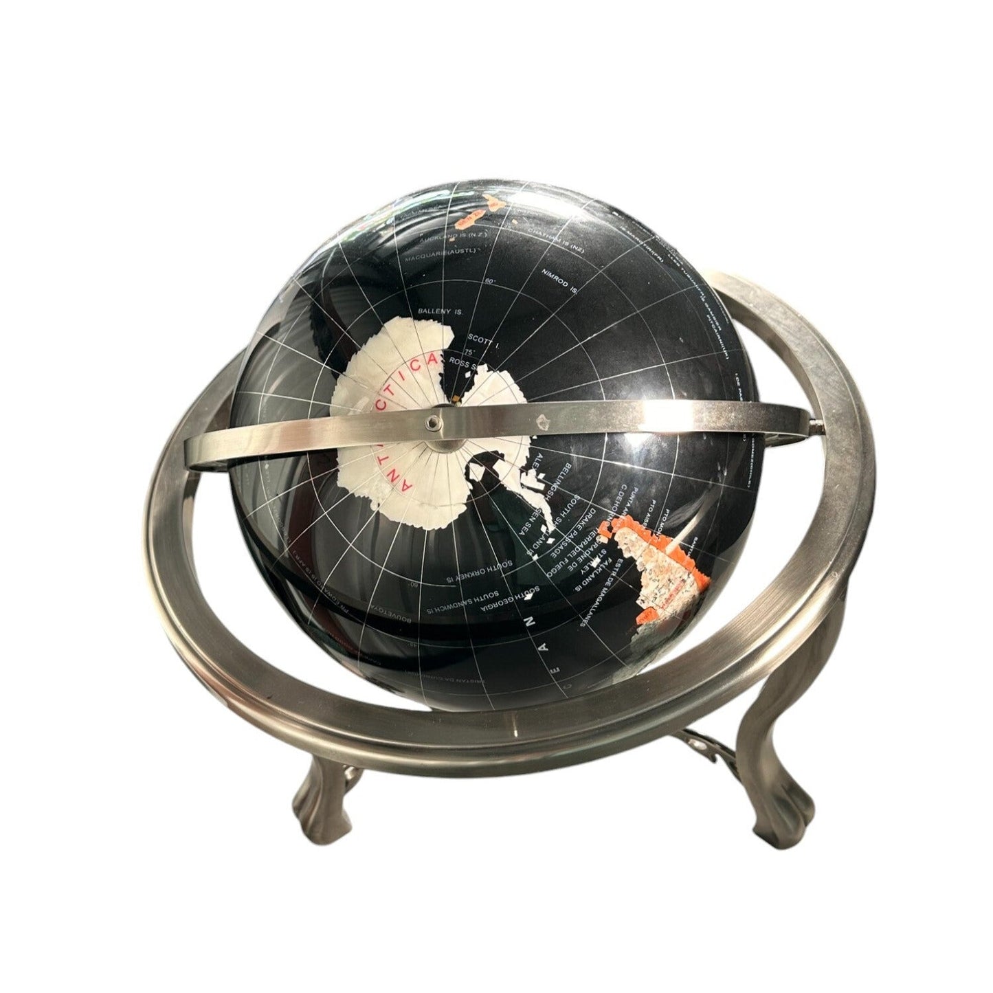 Handcrafted Semi - precious Stone Globe on Stand - The Art of Broken Pieces