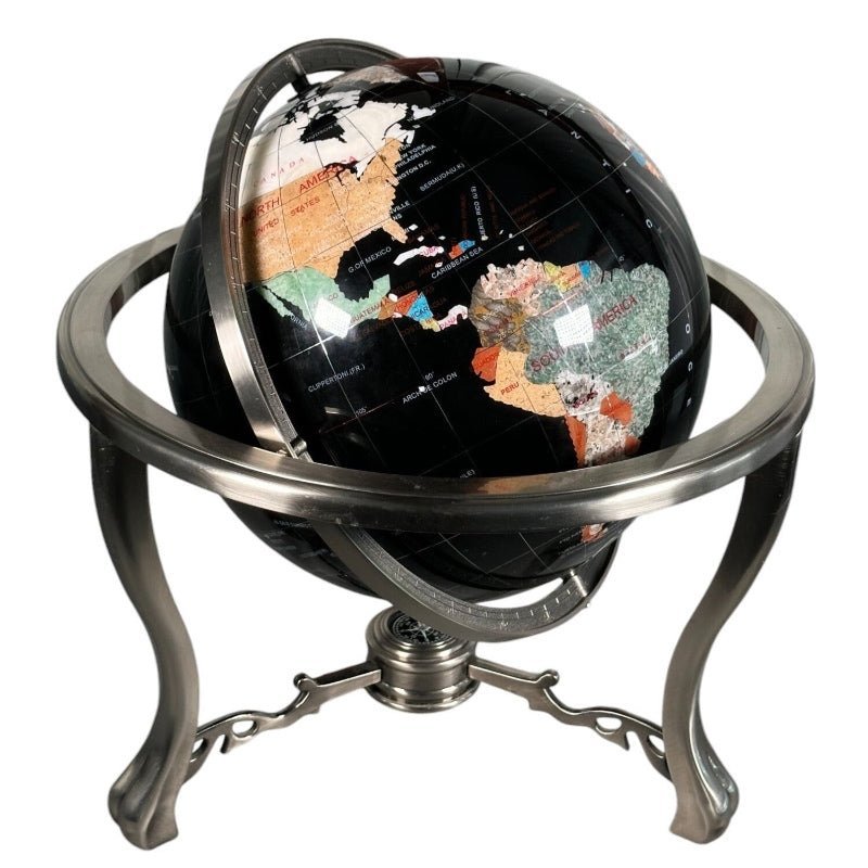 Handcrafted Semi - precious Stone Globe on Stand - The Art of Broken Pieces