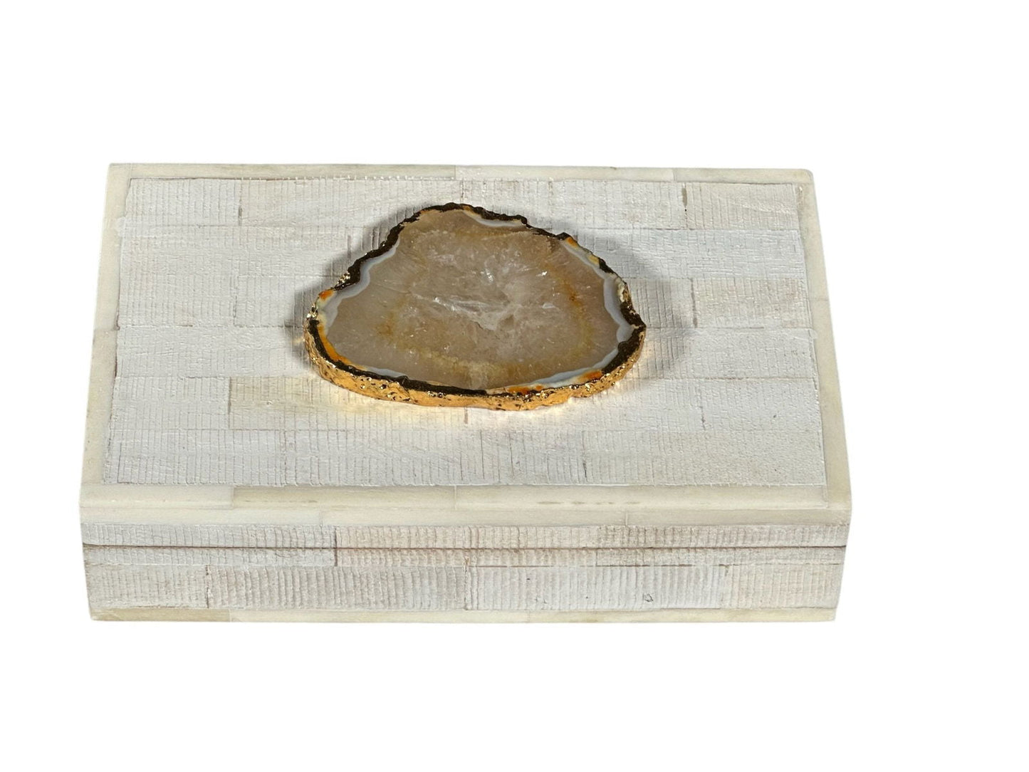 Mangowood & Ivory Bone Box with Mexican Agate - The Art of Broken Pieces