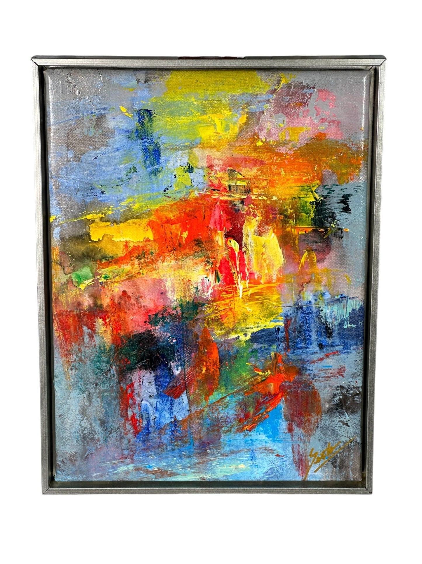 Silver Framed Colorful Abstract #1 - The Art of Broken Pieces