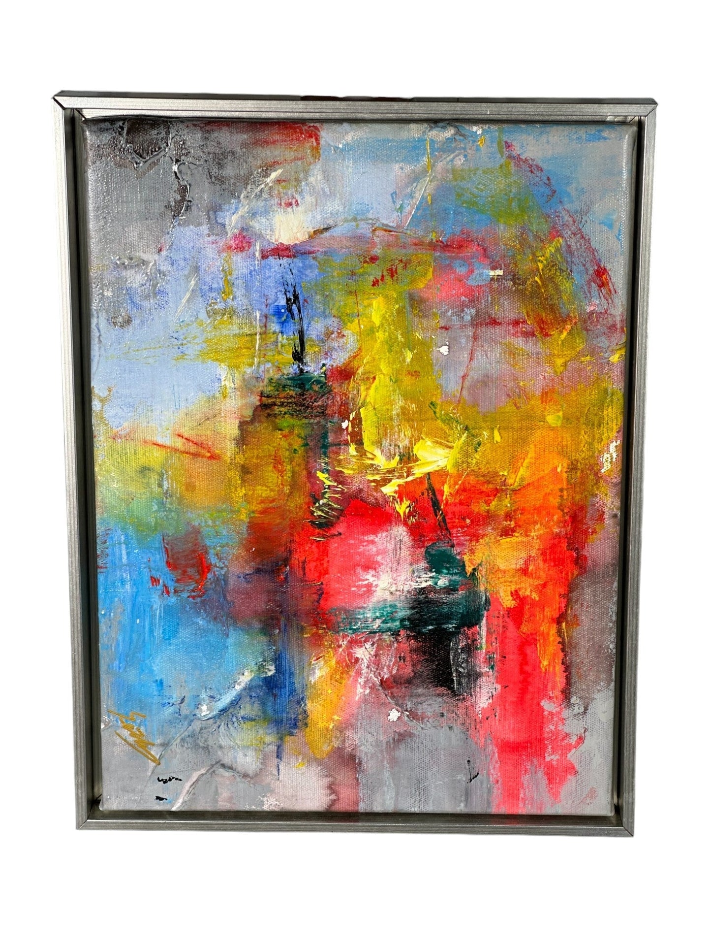 Silver Framed Colorful Abstract #2 - The Art of Broken Pieces