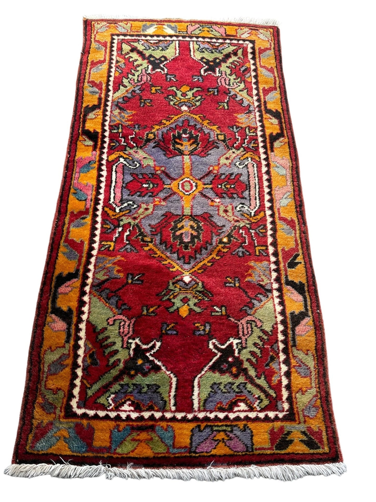 Unique Vintage Anatolian Wool Rug - The Art of Broken Pieces
