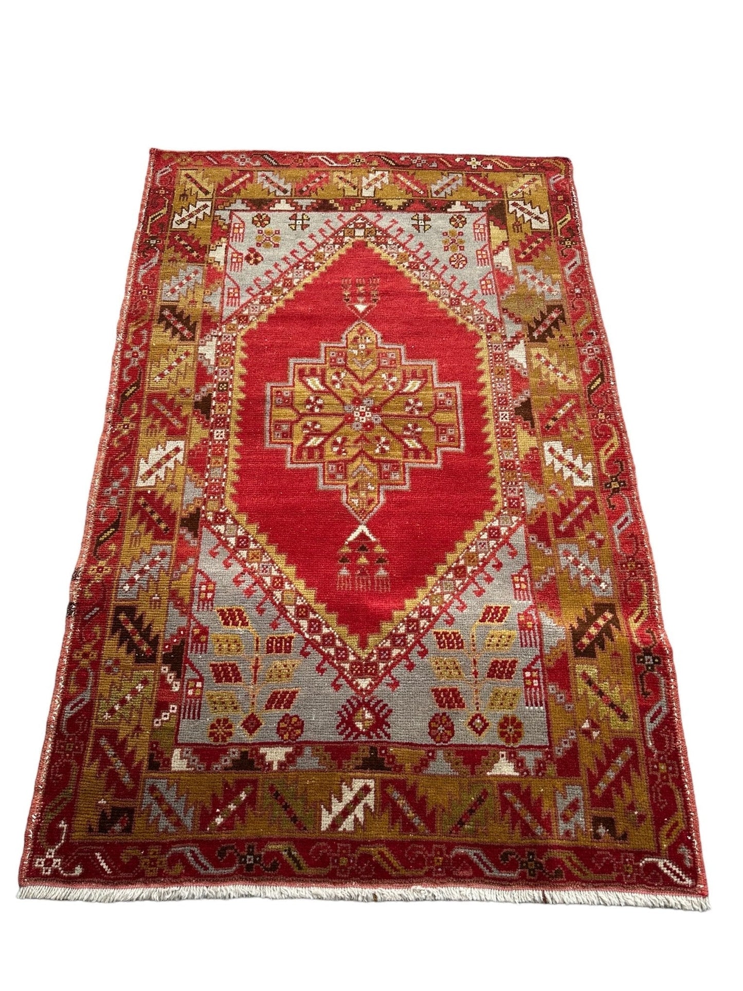 Vintage Turkish Red and Gold Oushak Rug - The Art of Broken Pieces