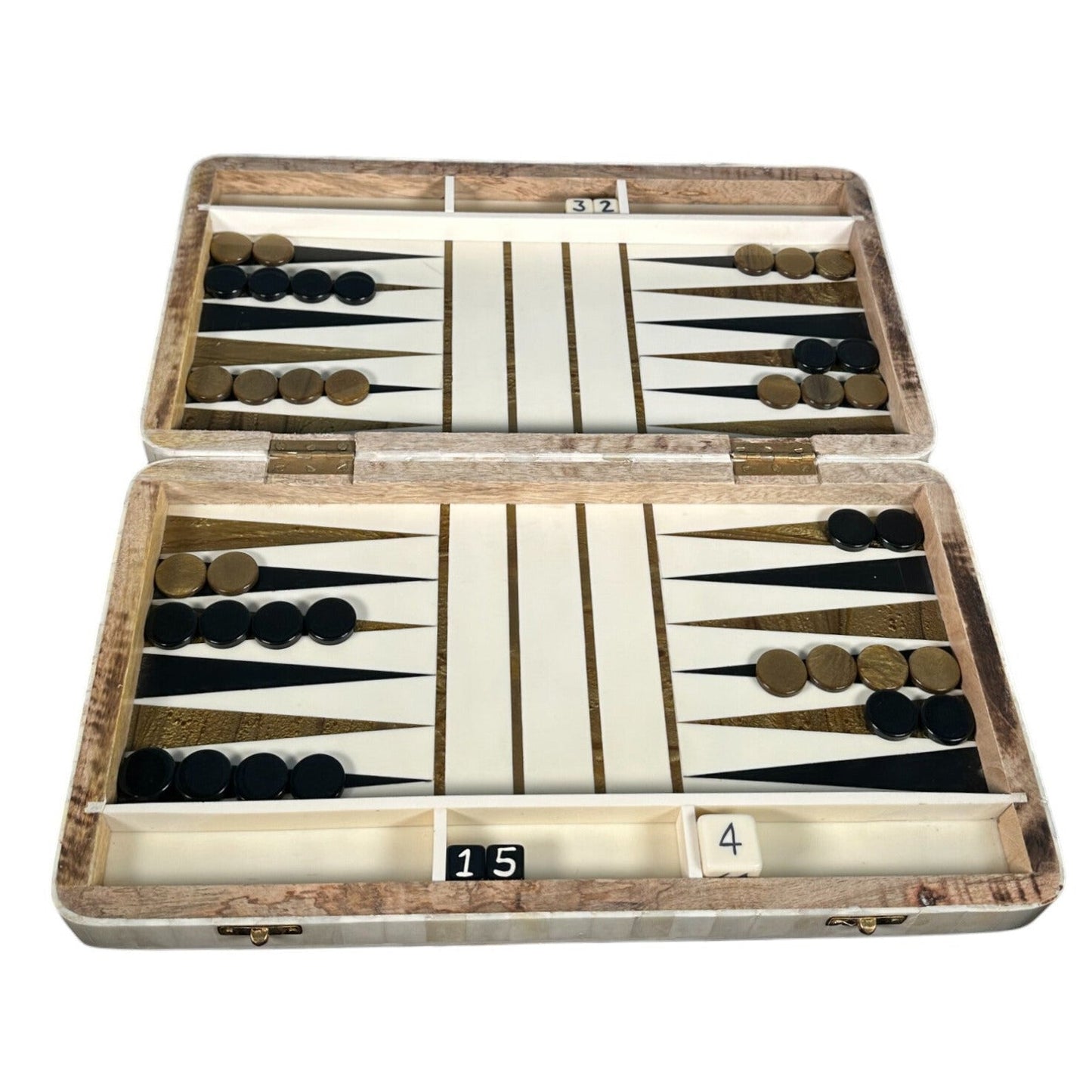 White Bone Backgammon Set - The Art of Broken Pieces