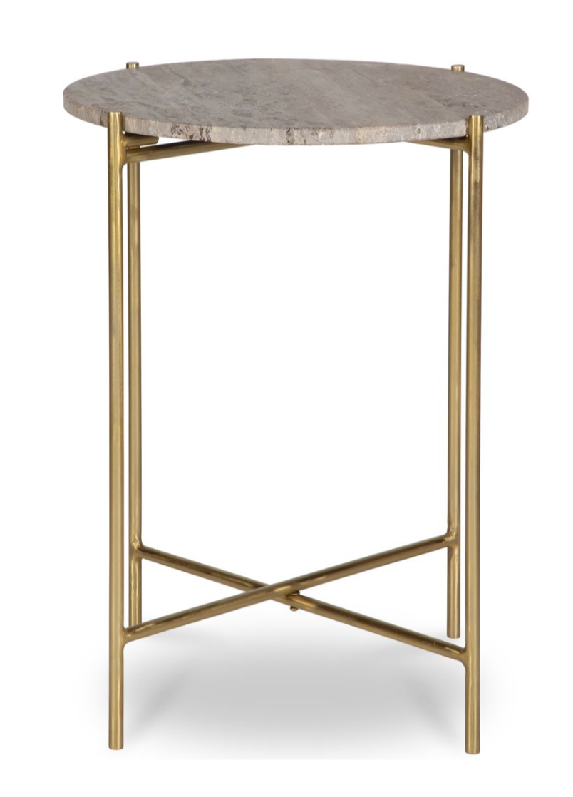 Accent Table with Travertine Top
