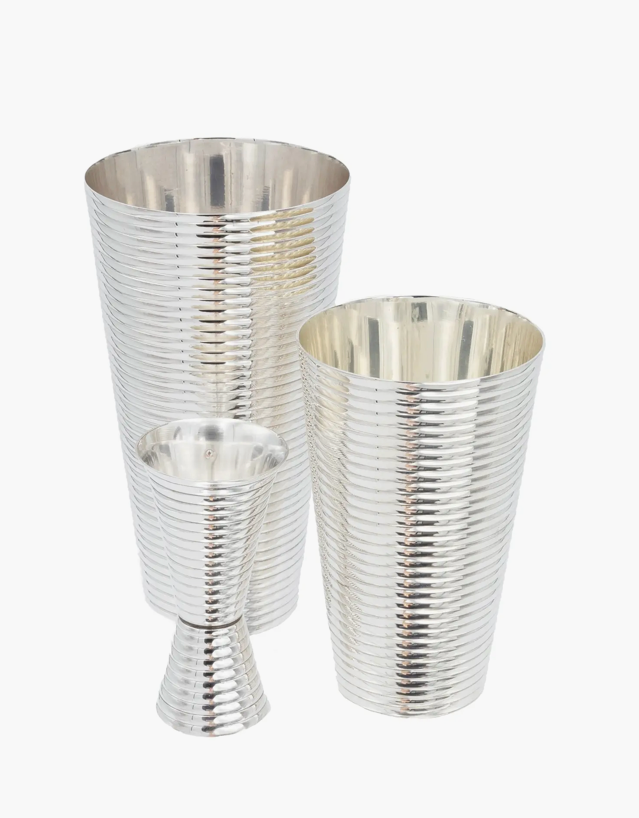Fluted Silver 3 pc. Cocktail Shaker Set