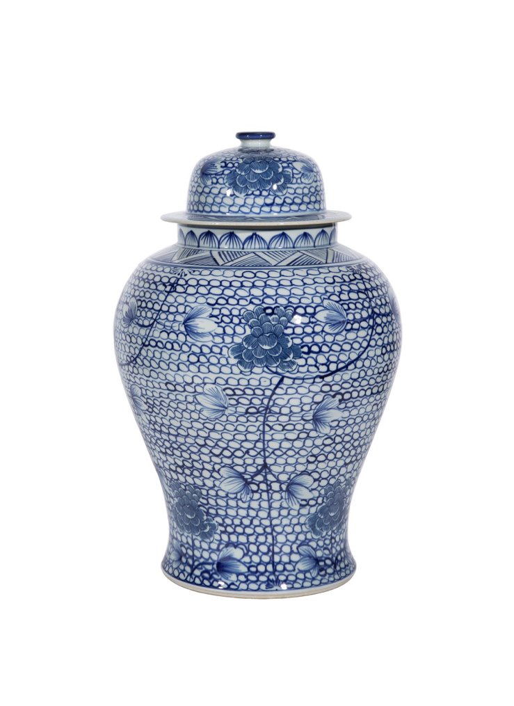 Blue & White Chain Temple Jar - The Art of Broken Pieces