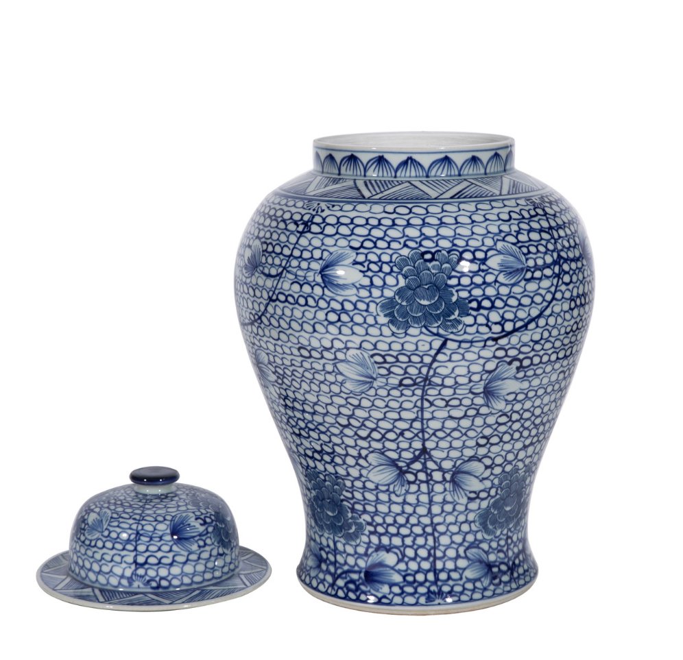 Blue & White Chain Temple Jar - The Art of Broken Pieces