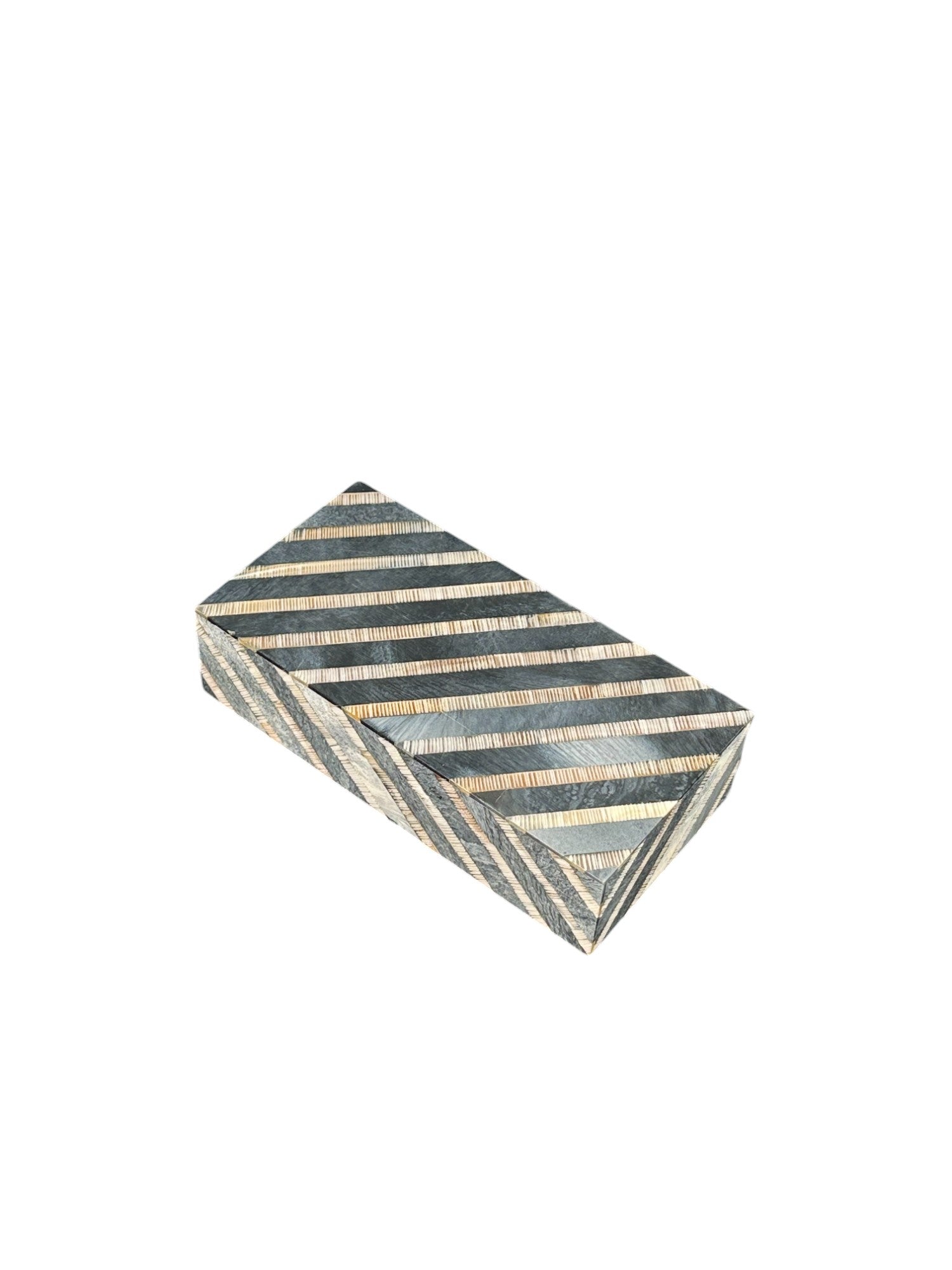 Diagonal Striped Box (Bone/Horn) - The Art of Broken Pieces
