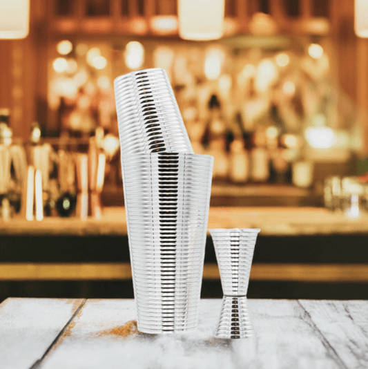 Fluted Silver 3 pc. Cocktail Shaker Set - LaFayes