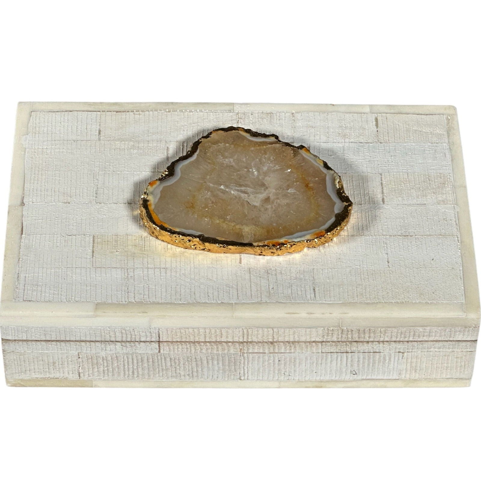 Mangowood & Ivory Bone Box with Mexican Agate - The Art of Broken Pieces