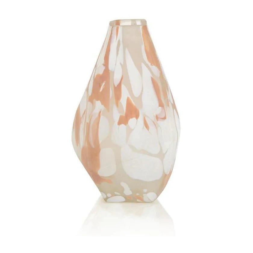 Medium Blush Mosaic Handblown Rock Glass Vase - LaFayes