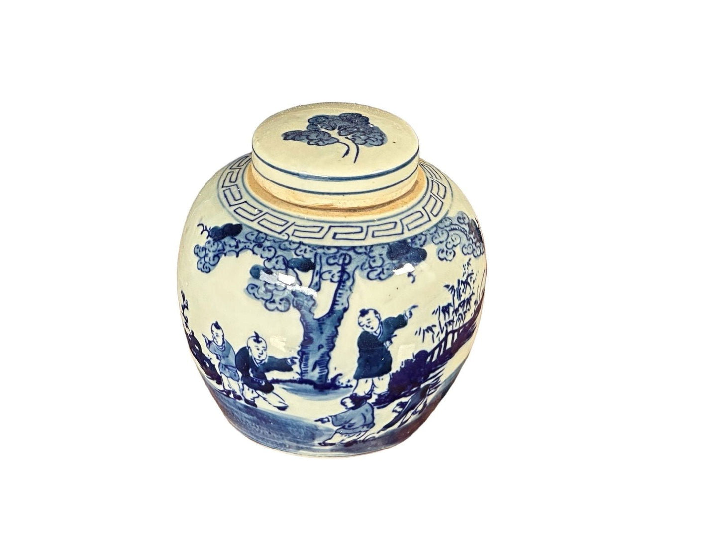 Mini Ginger Jar - Kids Playing Under Tree Motif - The Art of Broken Pieces