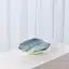 Murano Ivory & Turquoise Feather Swirl Oval Art Glass Bowl (Small) - LaFayes