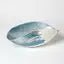 Murano Ivory & Turquoise Feather Swirl Oval Art Glass Bowl (Small) - LaFayes