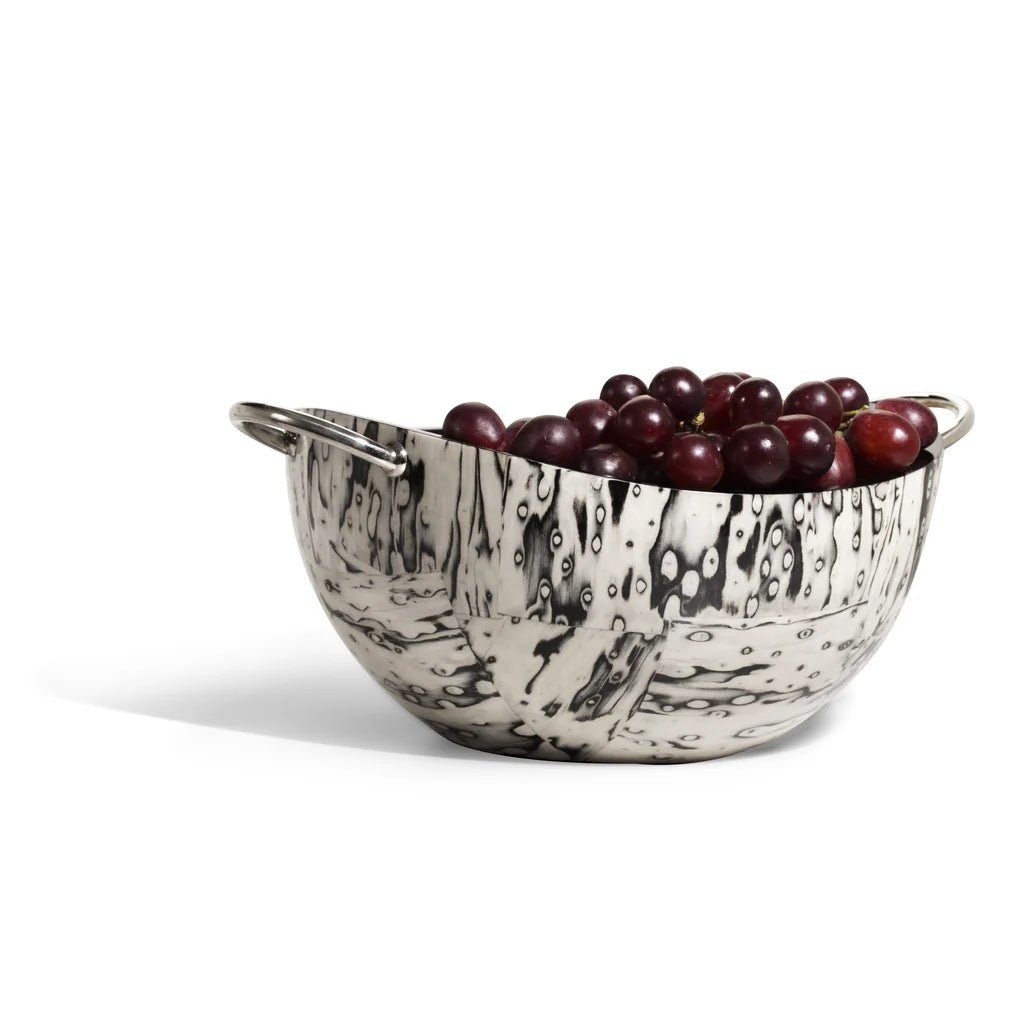 Ojo de Pajaro 12″ High - Gloss Veneer Serving Bowl with German Silver - LaFayes
