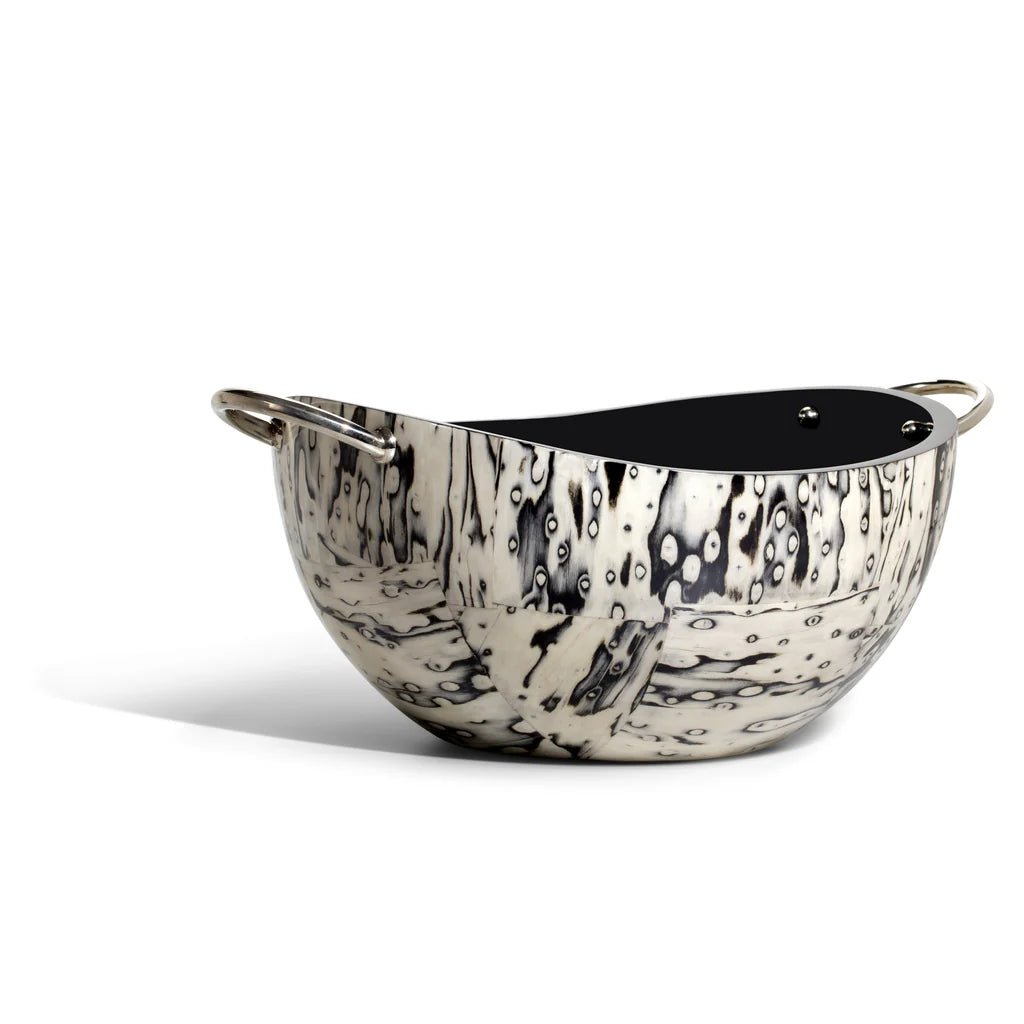 Ojo de Pajaro 12″ High - Gloss Veneer Serving Bowl with German Silver - LaFayes