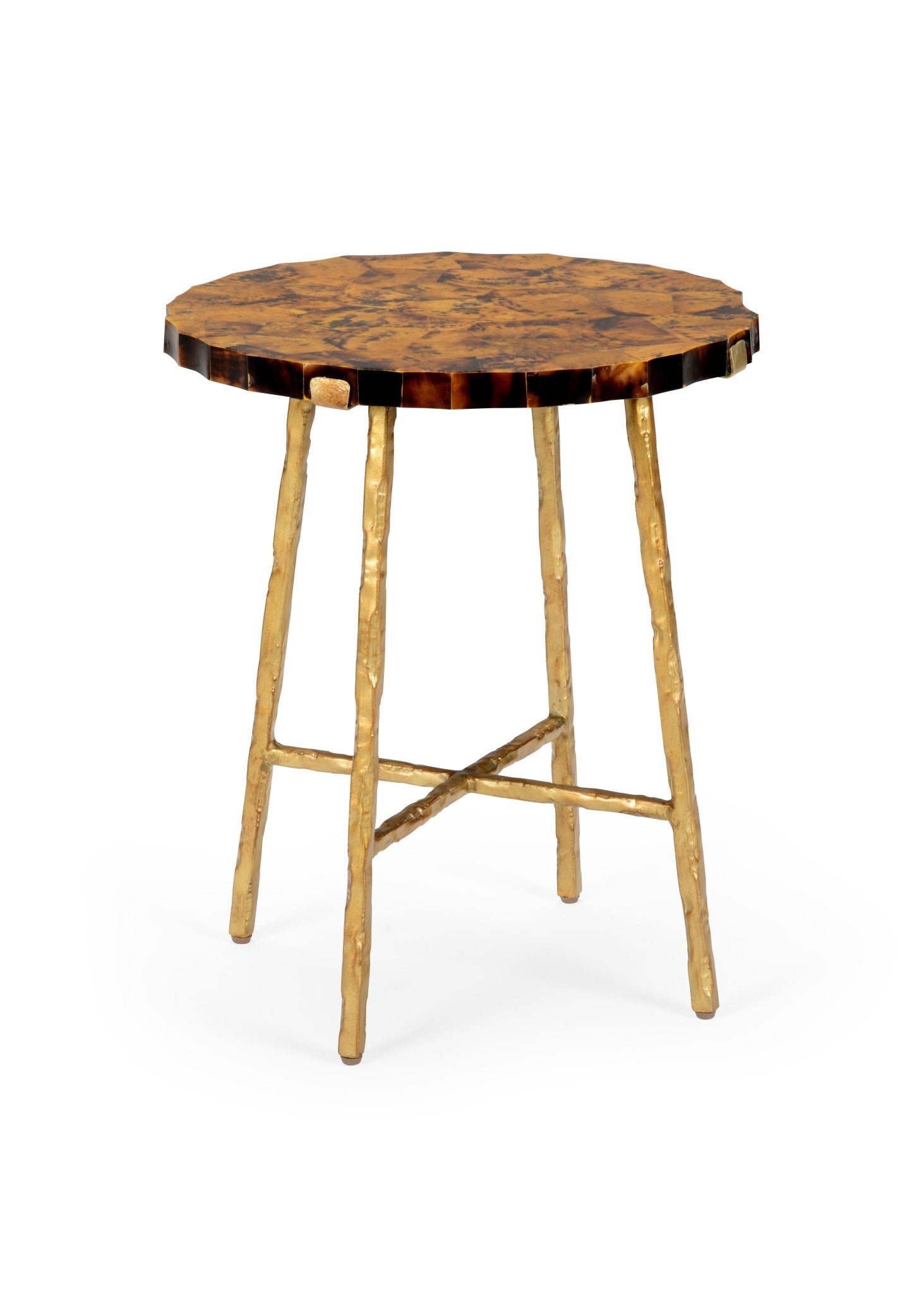 Penshell Round Stone Gold Side Table - The Art of Broken Pieces